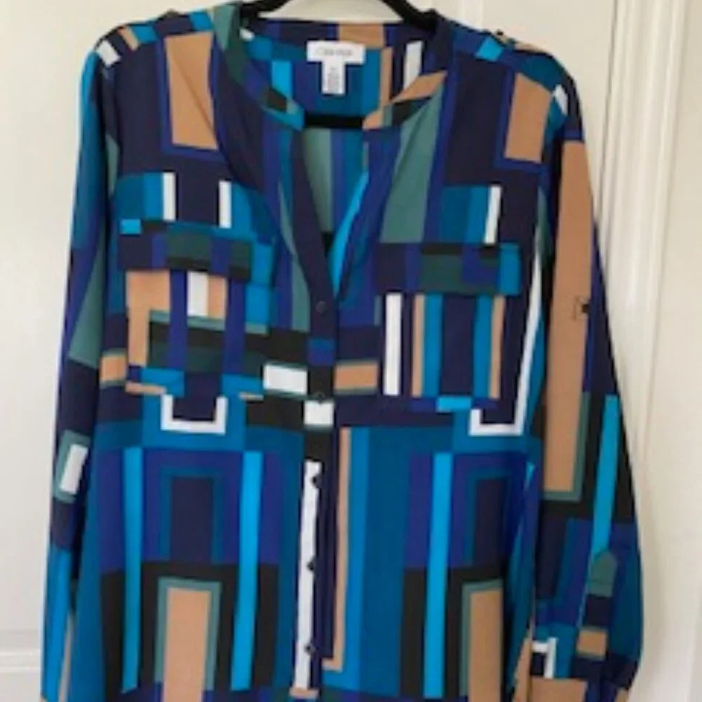 Calvin Klein Multiprint Dress Shirt - Size Large - Picture 1 of 3